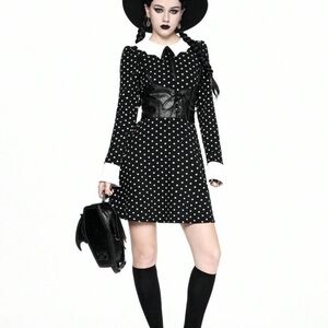 SHEIN Black and White Polka Dot Long Sleeve Dress